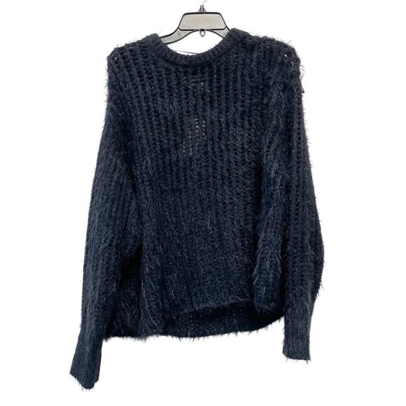 Universal Thread Women's Crewneck Openwork Pullover Sweater Black Size Large - Picture 2 of 6